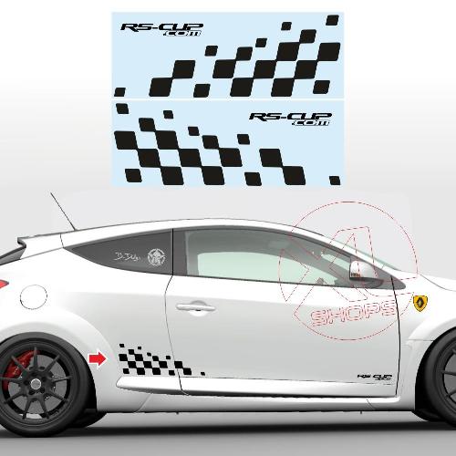 2 stickers damiers latéraux Racing 42 cm RS-CUP