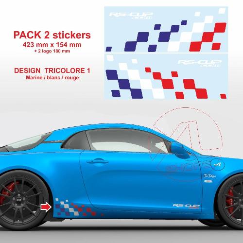 Alpine A110 tricolour Racing chequered flag sticker decal 42 cm RS-CUP