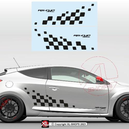 2 stickers damiers latéraux Racing 117 cm RS-CUP