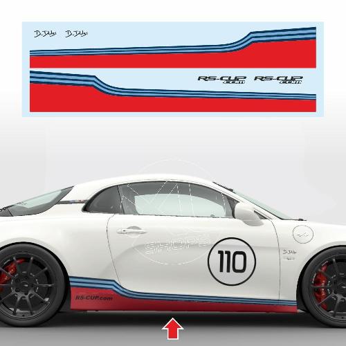 MARTINI STYLE side skirt sticker decal for ALPINE A110 RS-CUP