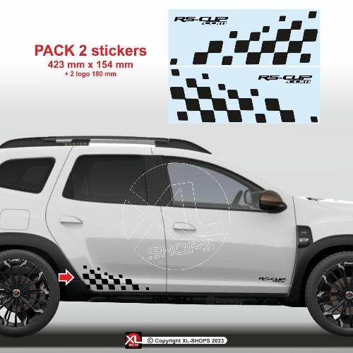 2 DUSTER Racing chequered flag sticker decal 42 cm RS-CUP